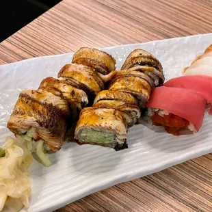 Rainbow Unagi &amp; cucumber Roll - also delicious.