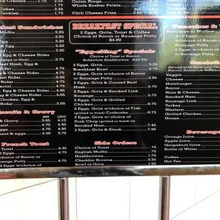Breakfast menu