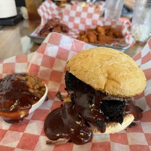 Brisket burnt ends sandwich