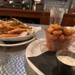 Pretzel-crusted Fried Cheddar Cheese Curds Truffle fries