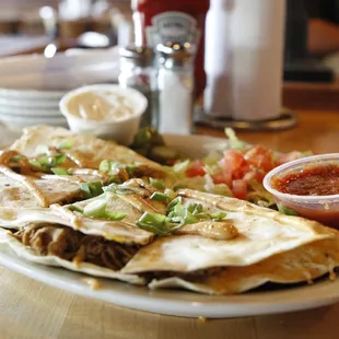 a plate of quesadillas