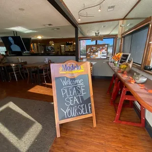 This is the view when you enter. There is dining along the south wall.