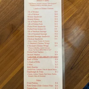menu