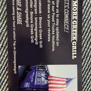 the menu for the restaurant