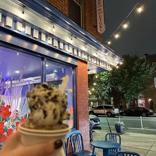 Two scoops- peanut butter Oreo and s&apos;mores!