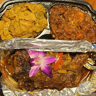 Turkey Wing Meal w Cabbage and Yams.