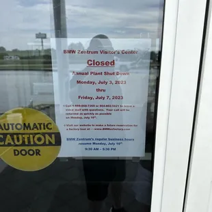 The lame sign telling would be tourists the visitor center is closed along with the plant shut down. Nothing on the website explained this.