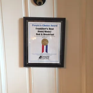 Best B&amp;B award!! Deserved for sure.