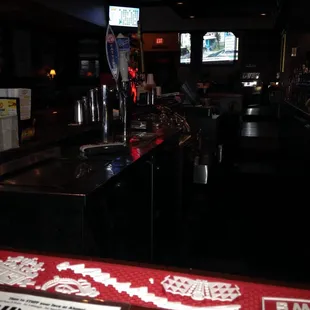 a view of the bar from behind the counter