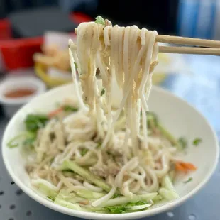 Bánh Tằm Bì: Thick Noodles in Coconut Cream Sauce w/ shredded pork skin  | $11 (off the menu special)