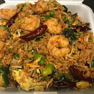 Spicy Basil Fried Rice with Shrimp added.