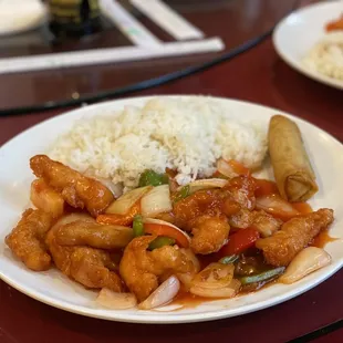 Lunch special Sweet &amp; Sour Chicken with egg roll