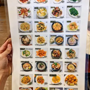 Laminated picture menu, 2 of 2.