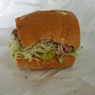 1/3!! Huge roast beef sub with everything + sprouts