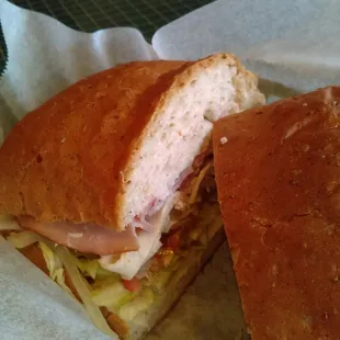 A ham and turkey sub.
