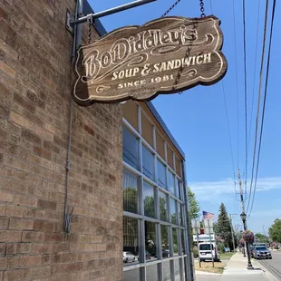 a sign on the side of a building