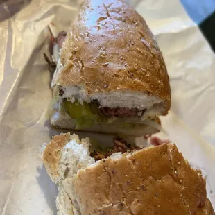 a sandwich cut in half