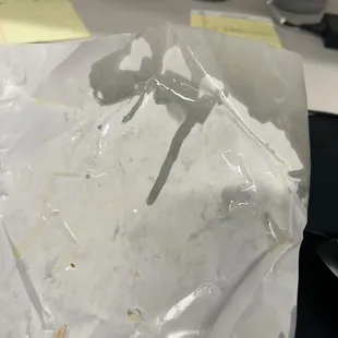 Wrapper soaked in oil