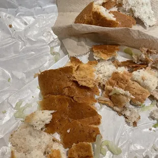 Top and bottom crust torn off