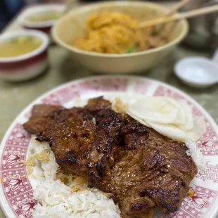 Lemongrass beef over rice
