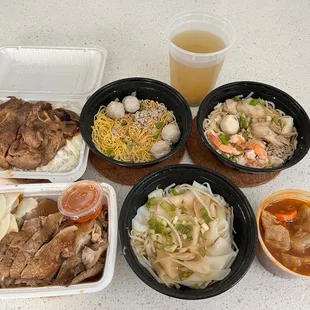 Porkchop rice; Beef Ball Noodle Soup; Cambodian Rice Noodle Soup; Half Duck; Beef Tendon Ho Fun