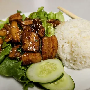 Dinner@Bo's Kitchen last eve; 7/19/2023.I  wanted 2try something diff again,Owner Jeffrey suggested 2try this.It's good,2much fatty Fat Imo!