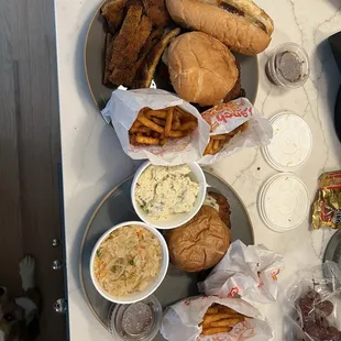 Fries, assorted schnitzel &amp; sides