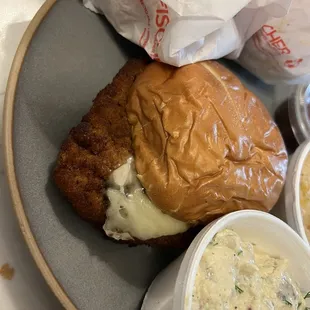 Pork Schnitzel Sandwich, Potato Salad