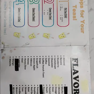 Bubble Tea Flavors Menu as of 07/13/22