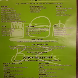 Menu - a Five-Guy wannabe joint Open 10:30am-10pm everyday