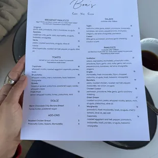 Menu - lots of vegetarian options