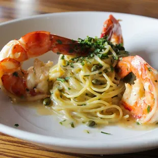 Shrimp Pasta with white wine garlic sauce