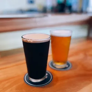 Topa Topa: Tux (nitro milk stout) / $5 + Board &amp; Brew: Honey blonde / $5