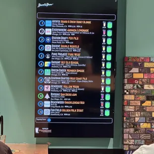 Beer menu