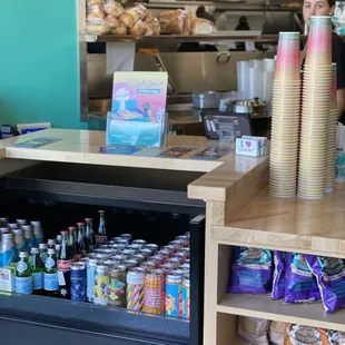 Online pickup is past the registers by the bar!