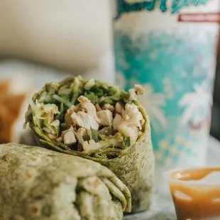 a chicken salad wrapped in a tortilla