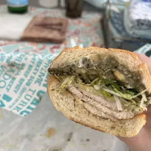 Chicken club. No bacon, add avocado (that&apos;s very brown).
