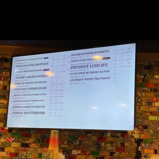 Beer Menu (changes often) love their variety and great choices