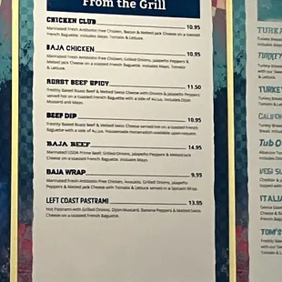 Grill menu
