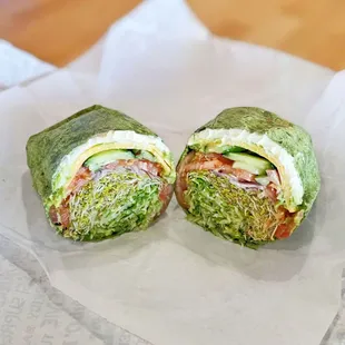 Veggie Supreme in a spinach wrap