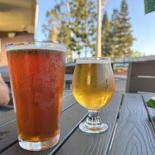 Pizza port amber ale and green cheek California IPA