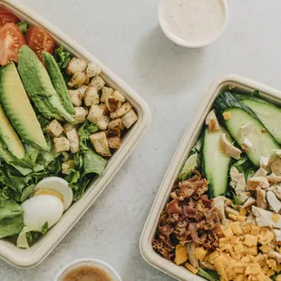 L to R: Green Salad, Cobb Salad