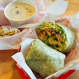 Chicken Caesar Wrap + Loaded Tater Soup