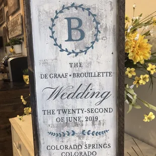 Gorgeous sign as wedding gift