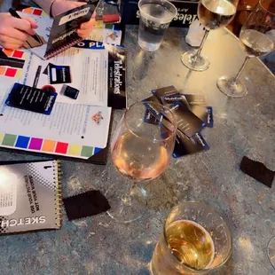 people sitting at a table with wine glasses