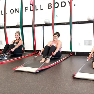 Rowing with feet down