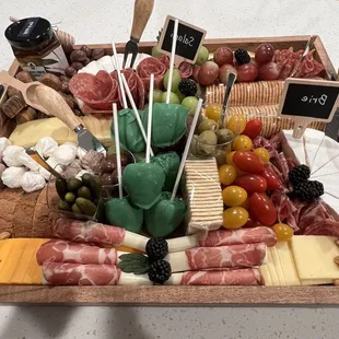 a variety of meats and cheeses