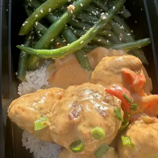 Thai red curry pork meatballs 
Meal prep