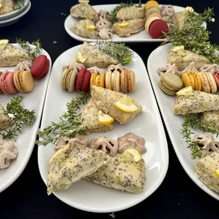 Tea party: macarons, chocolate meringues &amp; lemon poppyseed scones