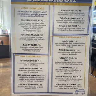 Lunch menu